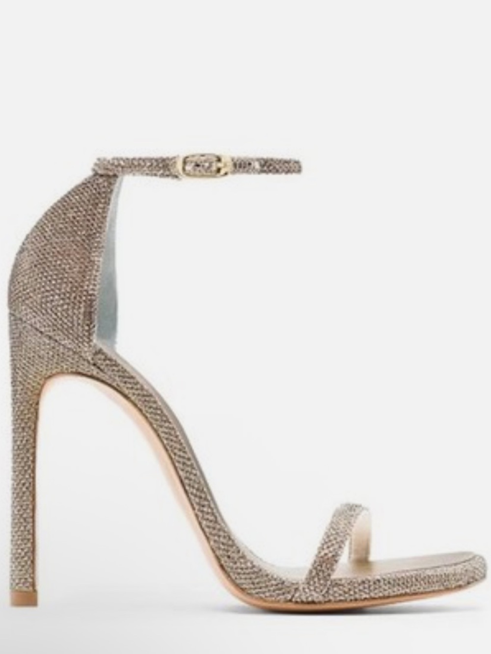Stuart Weitzman platinum Glitter Stiletto Sandals